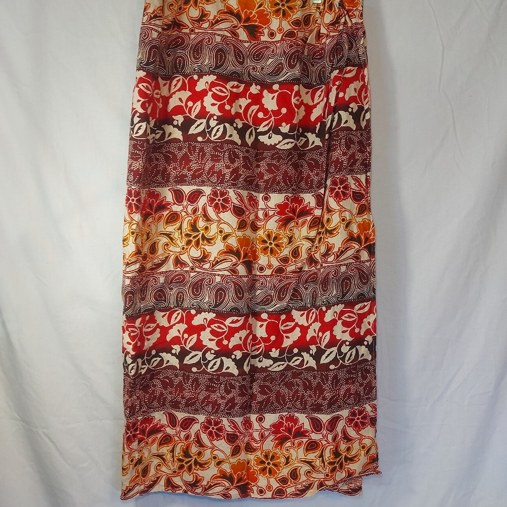 Vintage Embassy Row Linen Floral Pattern Maxi Skirt, 14P